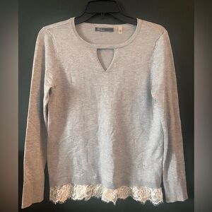 89th & Madison Light Gray Keyhole Sweater